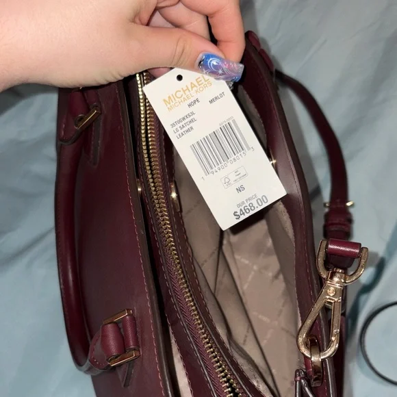 Michael Kors Dark Red Leather Satchel - Picture 5 of 6